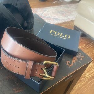 Gorgeous new soft leather Polo by Ralph Lauren Brown Leather Women’s Belt s 32